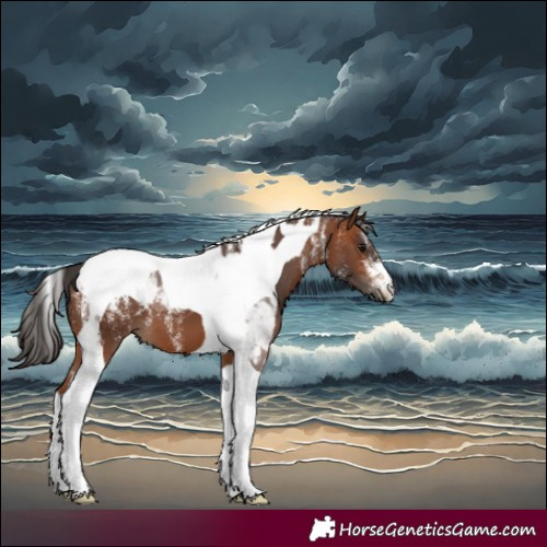 Horse Color:Powder White Bay Tobiano 