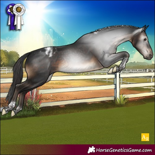 Horse Color:Gray Brown Tobiano Varnish Rabicano 