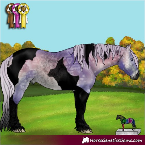 Horse Color:Gray Void Watercolor Silver Bay Chinchilla Ice Onyx Tobiano 