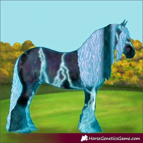 Horse Color:Void Thunderstruck Watercolor White Spotted Midnight Silver Bay Ice Tobiano 