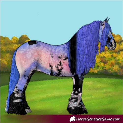Horse Color:Void Watercolor White Spotted Blue Onyx Ice Tobiano