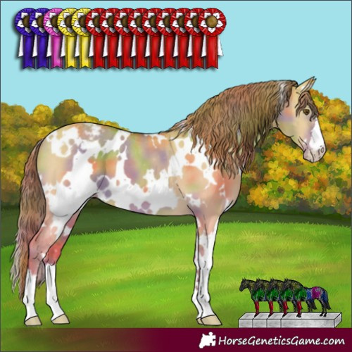 Horse Color:Nacre White Spotted Classic Cream Champagne Dun Varnish 