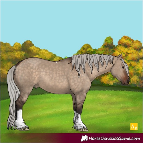 Horse Color:Silver Brown Dun Tobiano Rabicano