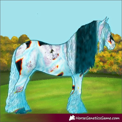 Horse Color:Thunderstruck Watercolor White Spotted Silver Bay Ice Pearl Tobiano