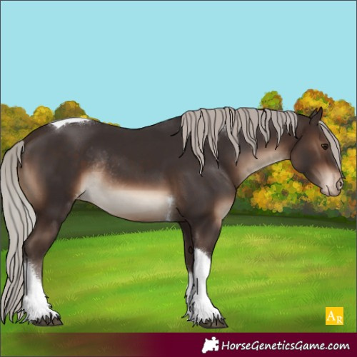 Horse Color:Silver Brown Tobiano Varnish Rabicano