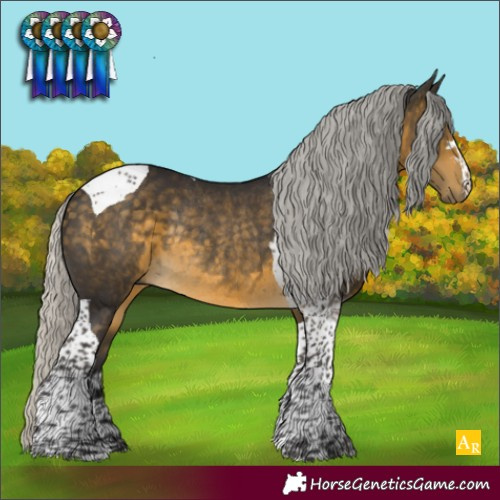 Horse Color:Silver Buckskin Tobiano Rabicano