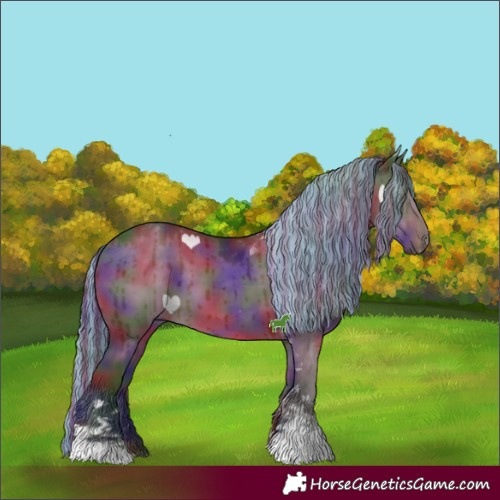 Horse Color:Painted Nacre Liver Red Dun Tobiano Brindle 