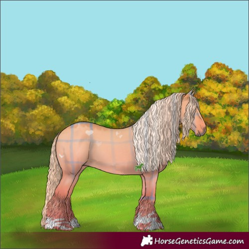 Horse Color:Watercolor Plaid Liver Red Dun Chinchilla Tobiano