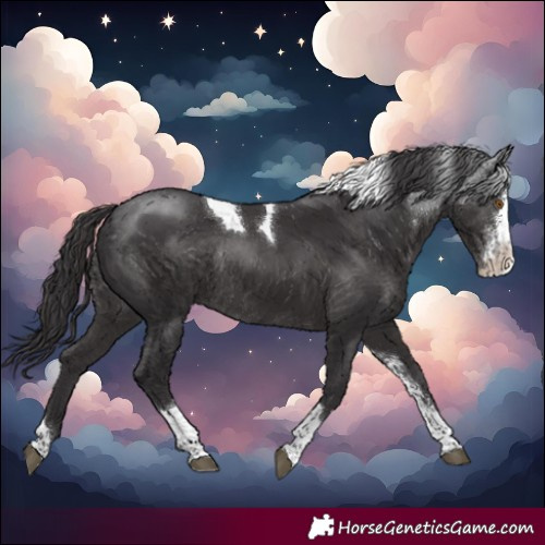Horse Color:Smoky Black Sabino Tobiano Rabicano 