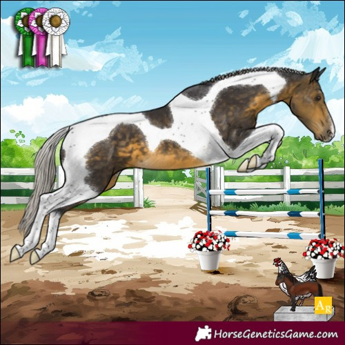 Horse Color:Silver Buckskin Tobiano 