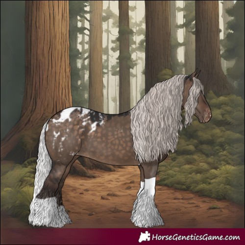 Horse Color:Powder White Silver Brown Dun Tobiano Skewed LP Spotted