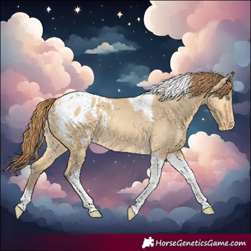 Horse Color:Amber Cream Champagne Dun Tobiano Varnish 