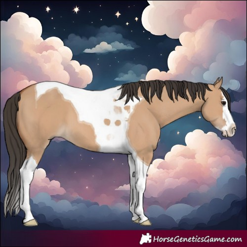 Horse Color:Bay Dun Splash Tobiano 