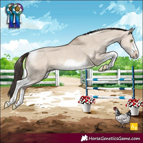 Horse Color:White Spotted Sable Champagne Dun Tobiano Frame 