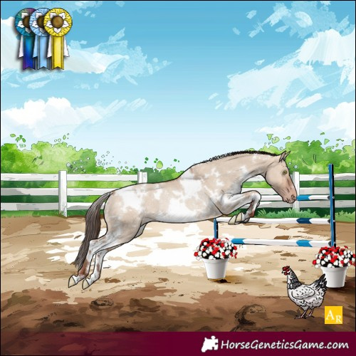 Horse Color:White Spotted Amber Champagne Dun Rabicano 