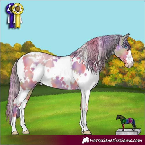 Horse Color:Nacre White Spotted Smoky Creme Varnish 