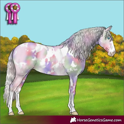 Horse Color:Nacre White Spotted Cremello Dun Varnish