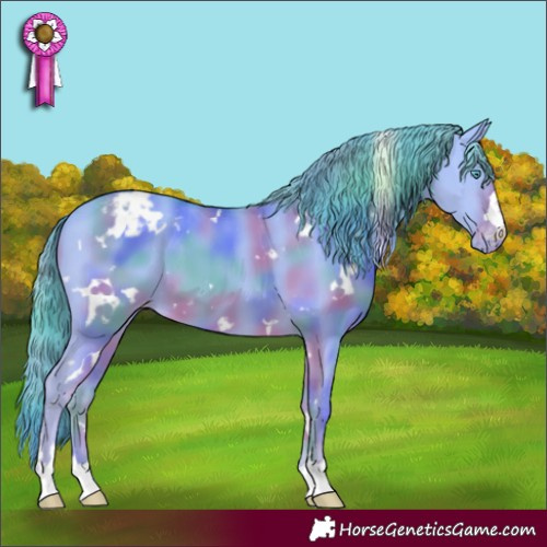 Horse Color:Nacre White Spotted Smoky Creme Dun Varnish