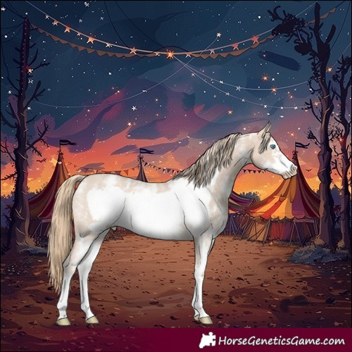 Horse Color:Powder White Perlino Sabino Frame Rabicano 