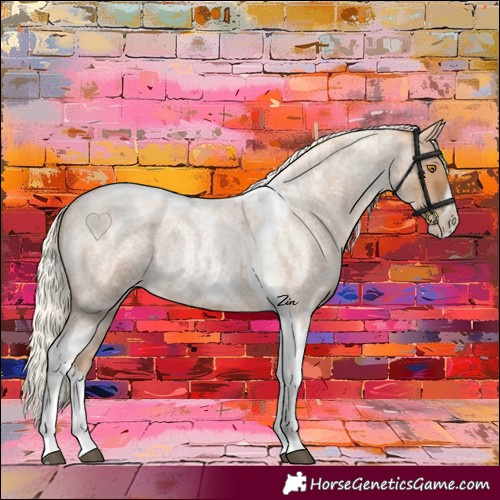 Horse Color:Silver Blue Roan Pearl Tobiano Frame 