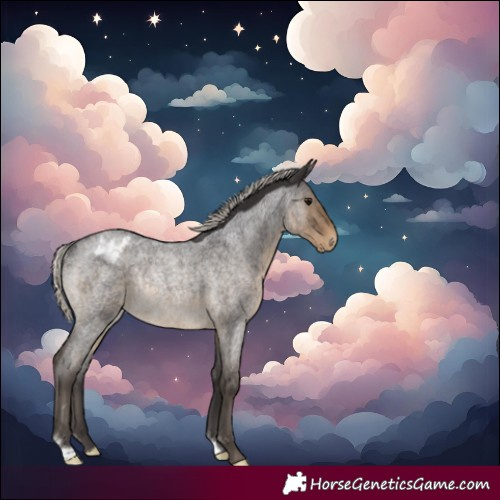 Horse Color:Silver Smoky Blue Roan Varnish Rabicano 