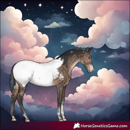 Horse Color:Brown Dun Tobiano Near Fewspot Brindle 