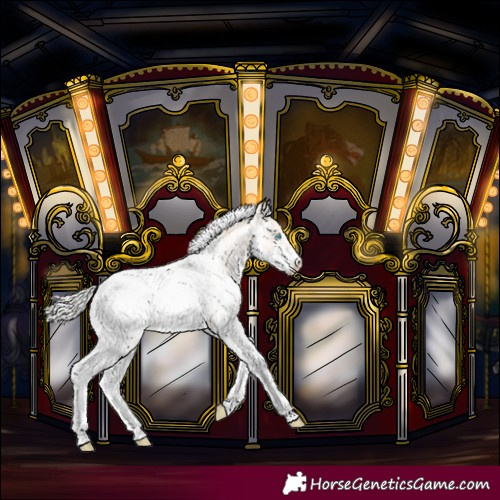 Horse Color:Silver Sable Champagne Pearl Dun Splash Tobiano Near Fewspot 