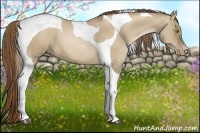 Horse Color:Liver Red Dun Pearl Tobiano 