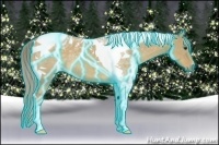 Horse Color:Thunderstruck Chocolate Palomino Dun Tobiano 