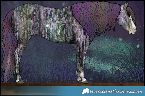 Horse Color:Watercolor Liver Chestnut Ice Sabino Splash and Nacre Liver Chestnut Ice Sabino Splash