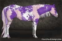 Horse Color:Watercolor Silver Brown Dun Splash Tobiano Brindle  and Watercolor Liver Chestnut Tobiano 