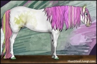 Horse Color:Painted Watercolor Liver Red Dun Splash Tobiano Rabicano