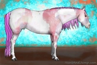 Horse Color:Painted Watercolor Liver Red Onyx Ice Pearl and Painted Watercolor Liver Red Onyx Ice Pearl Tobiano Rabicano