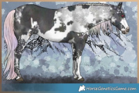 Horse Color:Nacre Watercolor Midnight Chocolate Silver Grullo Chinchilla Ice Onyx Sabino Tobiano Rabicano and Nacre Watercolor Midnight Gold Champagne Chinchilla Ice Pearl Onyx Sabino Frame Rabicano