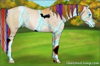 Horse Color:Painted Nacre Liver Red Dun Splash Rabicano  and Thunderstruck Buckskin Pearl Dun Splash Rabicano 