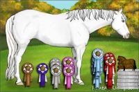 Horse Color:Silver Amber Champagne Dun Splash Tobiano Varnish  and Silver Buckskin Splash Tobiano Varnish Rabicano 