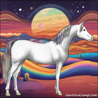Horse Color:Nacre Black Sabino Near Fewspot 