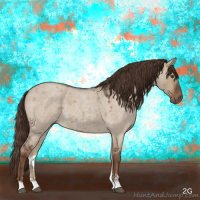 Horse Color:Liver Red Dun Roan Sabino