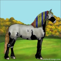 Horse Color:Painted Liver Red Dun Roan Splash