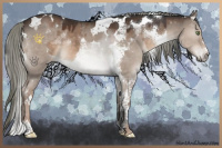 Horse Color:Brown Dun Mushroom Splash Tobiano Frame  and Liver Red Dun Mushroom Sabino Tobiano