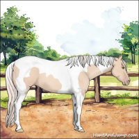 Horse Color:Silver Amber Champagne Dun Tobiano