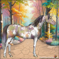 Horse Color:Nacre White Spotted Amber Champagne 