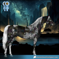 Horse Color:Gray Platinum White Spotted Midnight Liver Red Dun Ice Mushroom Tobiano Brindle  and Gray Platinum White Spotted Midnight Liver Chestnut Ice Mushroom 