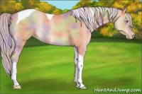 Horse Color:Nacre Silver Classic Champagne Tobiano 