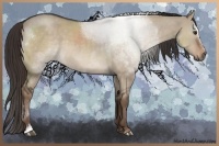 Horse Color:Liver Red Dun Roan Sabino