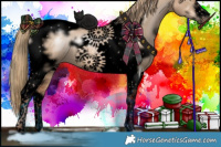 Horse Color:Void White Spotted Liver Red Dun Pearl Tobiano Frame 