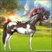 Horse Color:Chocolate Palomino Pearl Tobiano Frame  and Liver Chestnut Tobiano Frame 