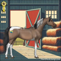 Horse Color:Bay Roan Dun Tobiano 