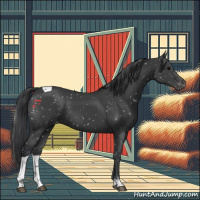 Horse Color:Black Tobiano Snowflake Varnish