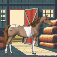 Horse Color:Red Roan Tobiano 